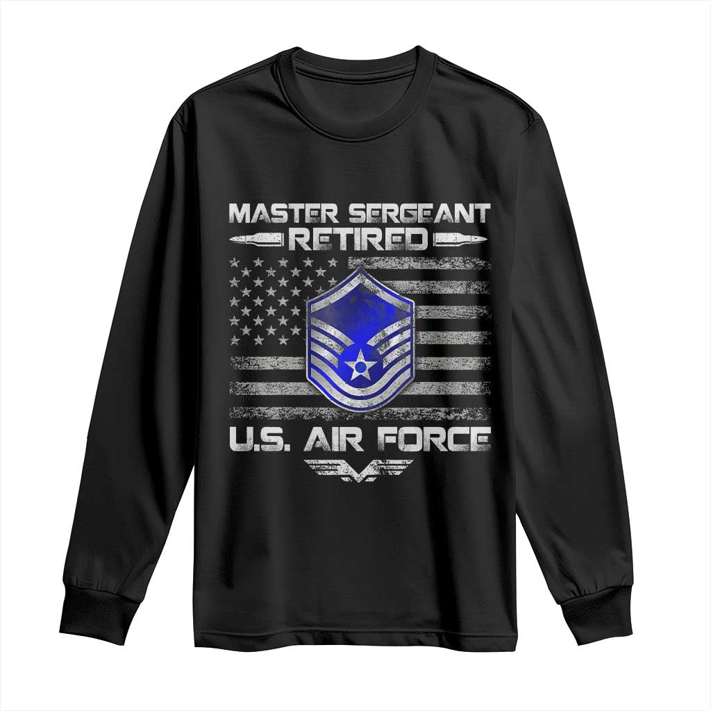 Retired Master Sergeant Of The Air Force Veteran Long Sleeve Shirt Vintage USA Flag Veterans TS10 Black Print Your Wear