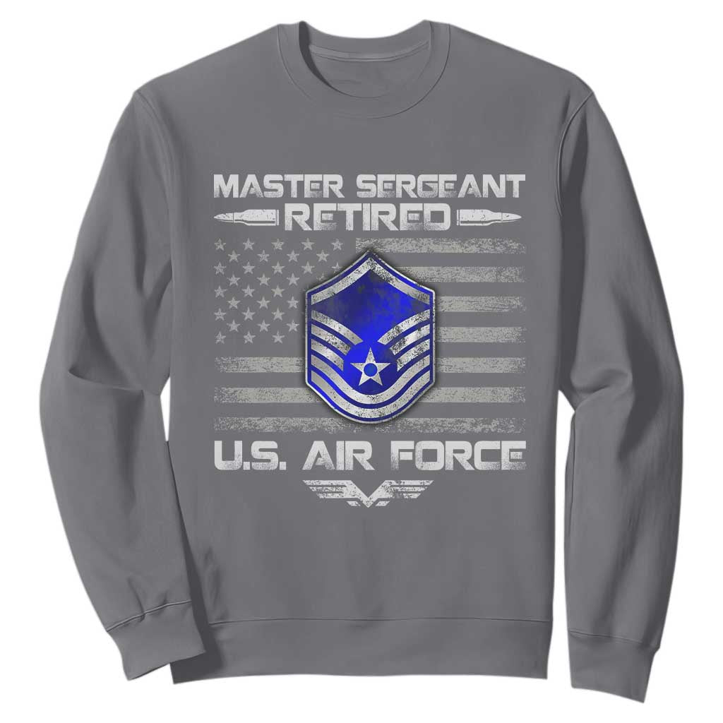 Retired Master Sergeant Of The Air Force Veteran Sweatshirt Vintage USA Flag Veterans TS10 Charcoal Print Your Wear