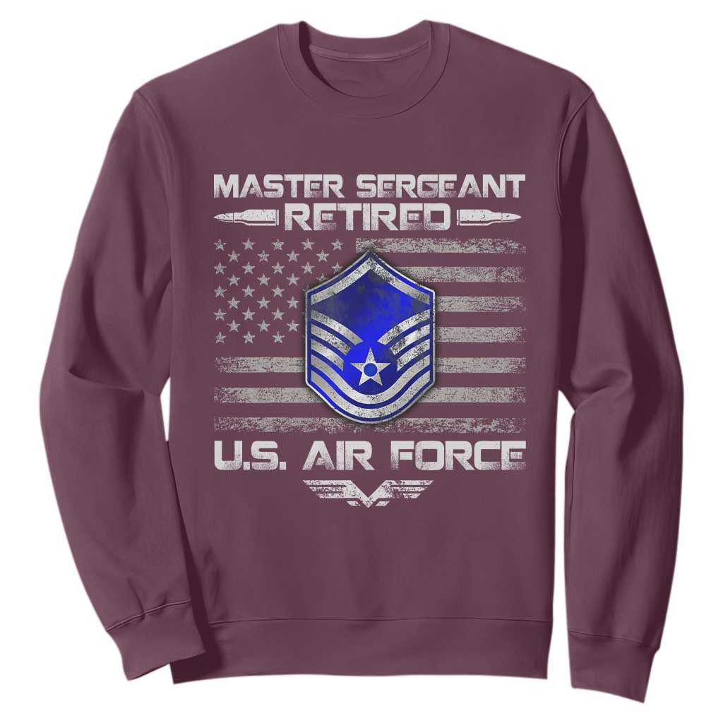 Retired Master Sergeant Of The Air Force Veteran Sweatshirt Vintage USA Flag Veterans TS10 Maroon Print Your Wear