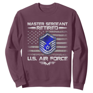 Retired Master Sergeant Of The Air Force Veteran Sweatshirt Vintage USA Flag Veterans TS10 Maroon Print Your Wear