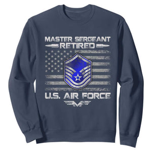 Retired Master Sergeant Of The Air Force Veteran Sweatshirt Vintage USA Flag Veterans TS10 Navy Print Your Wear
