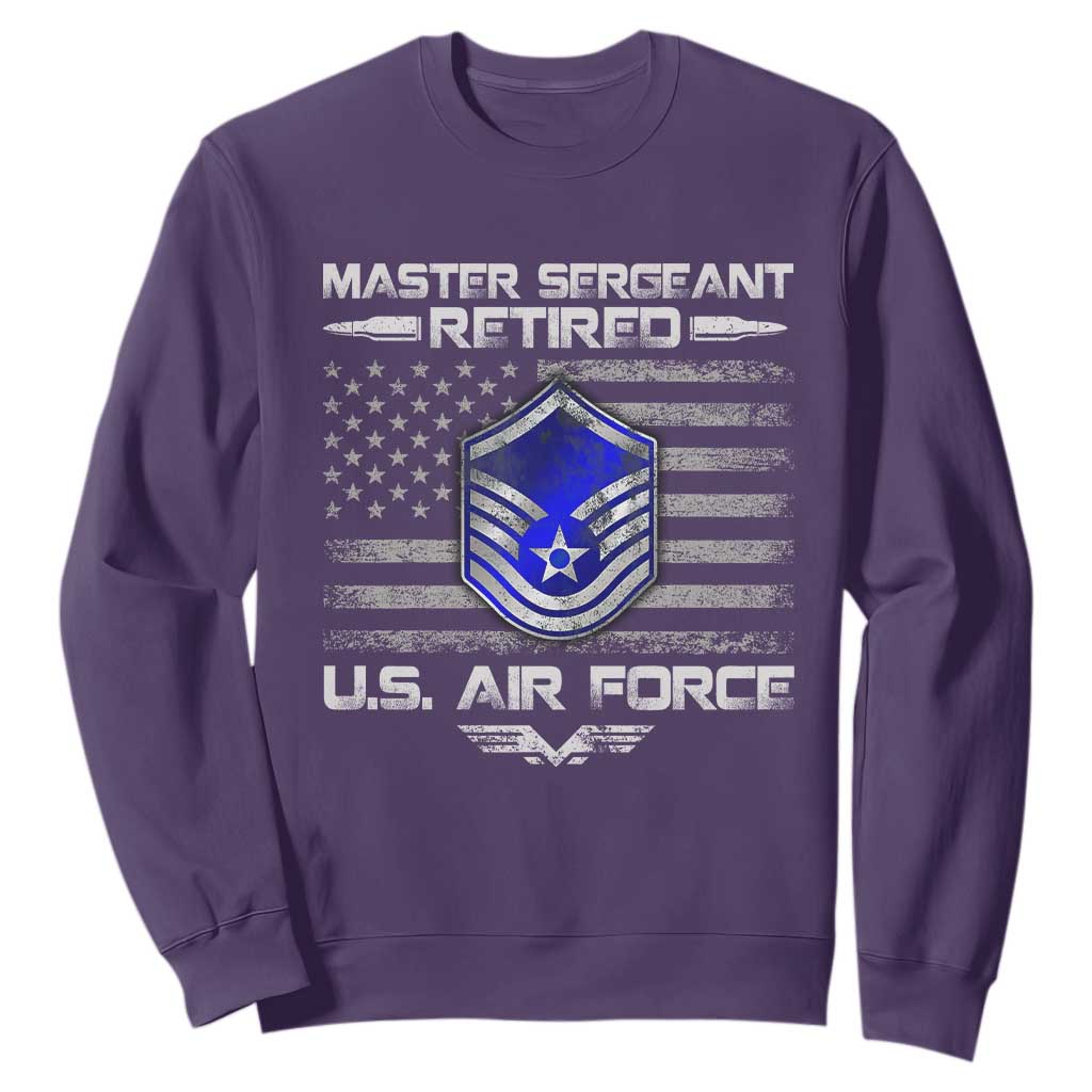 Retired Master Sergeant Of The Air Force Veteran Sweatshirt Vintage USA Flag Veterans TS10 Purple Print Your Wear
