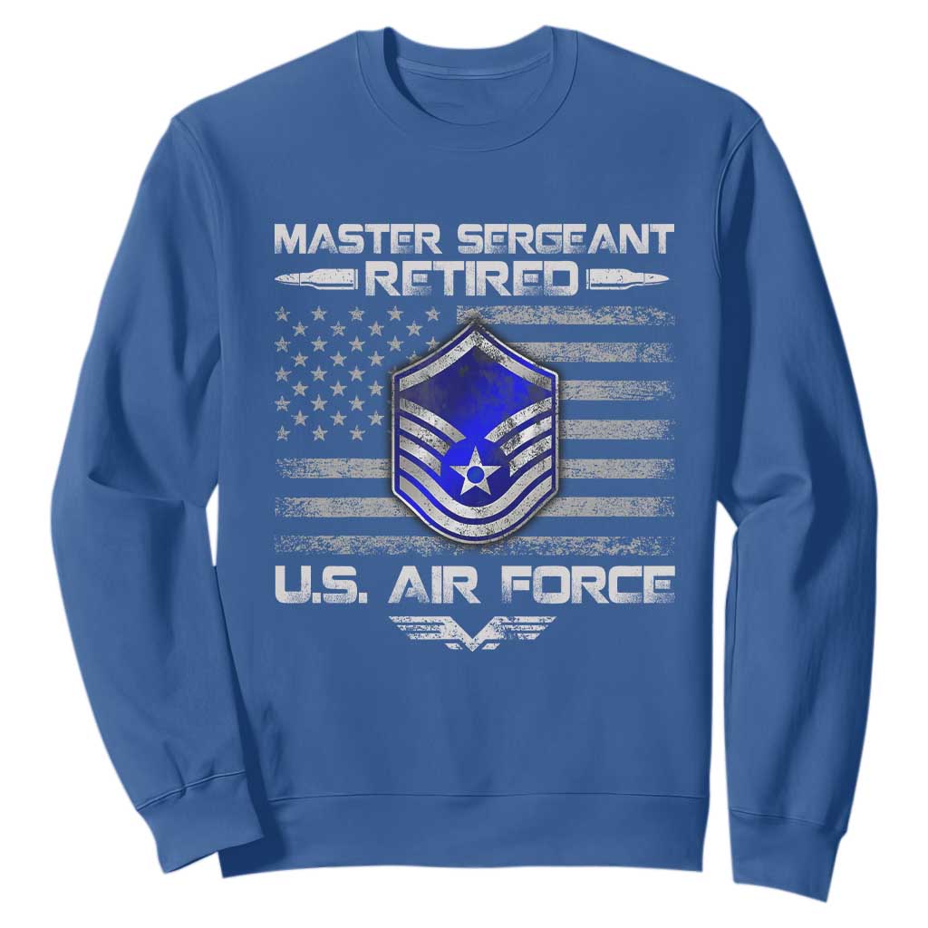 Retired Master Sergeant Of The Air Force Veteran Sweatshirt Vintage USA Flag Veterans TS10 Royal Blue Print Your Wear