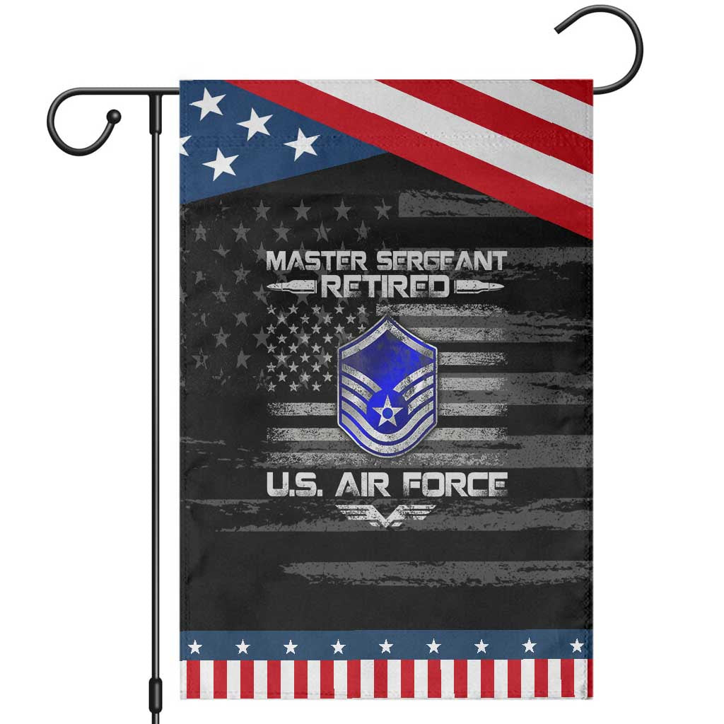 Retired Master Sergeant Of The Air Force Veteran Garden Flag Vintage USA Flag Veterans TS10 Distressed Black Blue Print Your Wear