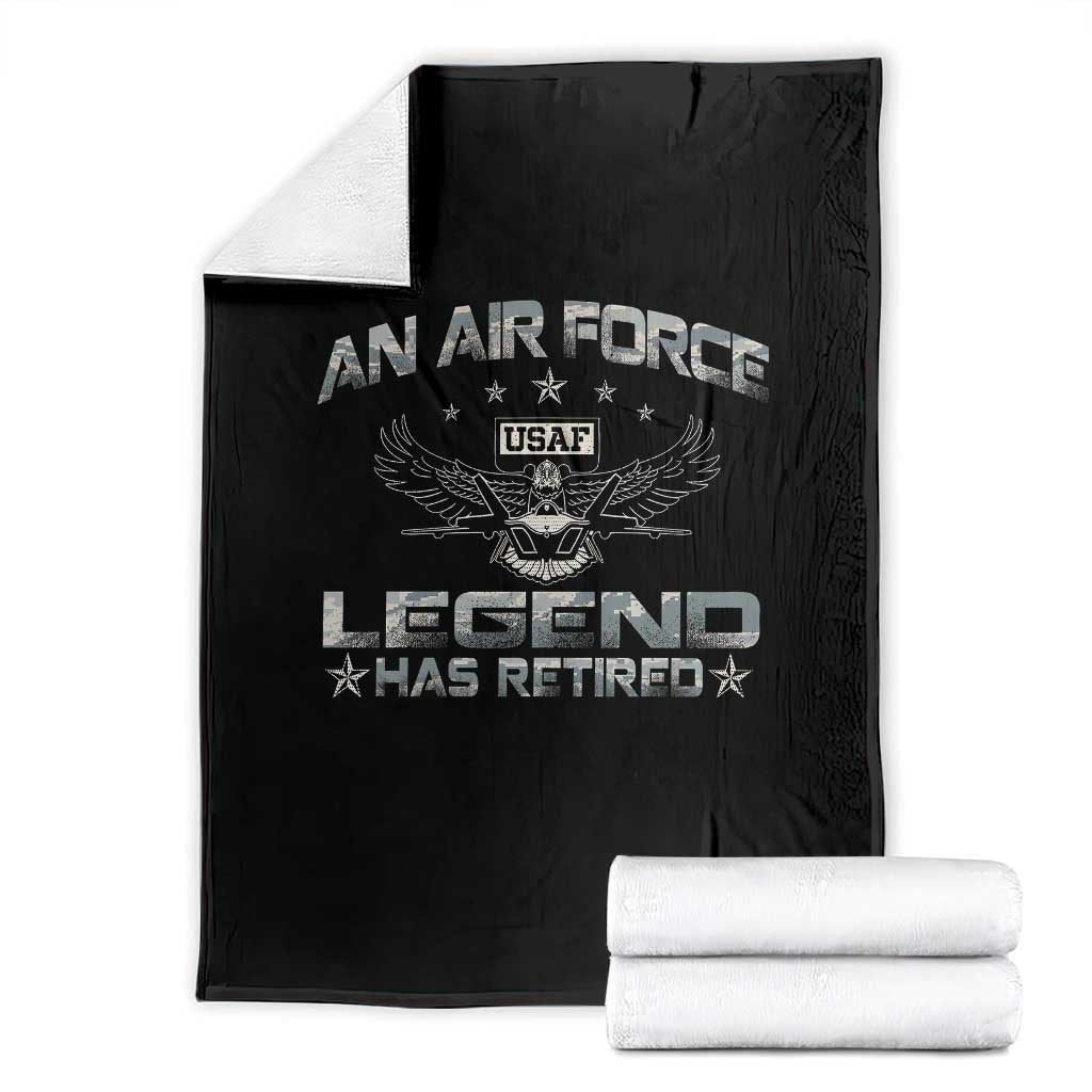 An Air Force Legend Has Retired Throw Blanket Vintage Camo US Veteran TS10 Black Print Your Wear