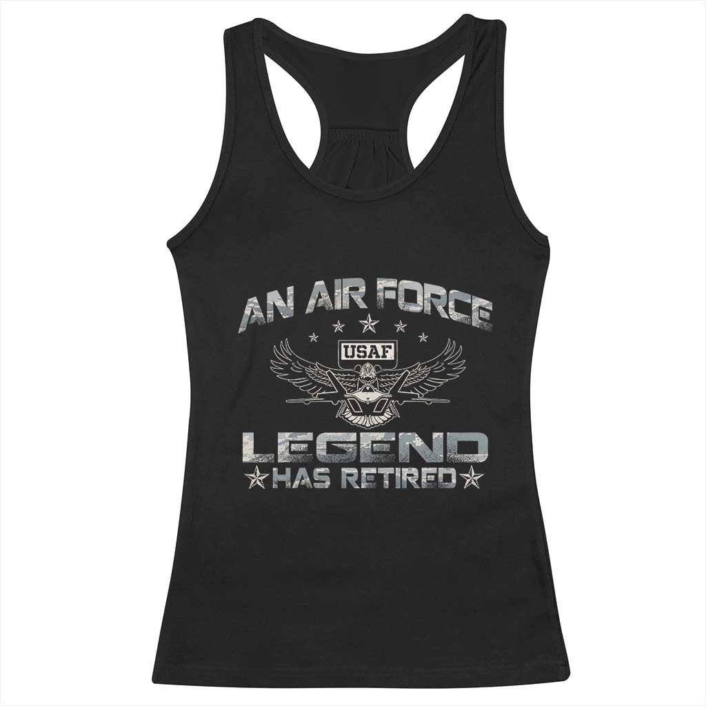 An Air Force Legend Has Retired Racerback Tank Top Vintage Camo US Veteran TS10 Black Print Your Wear