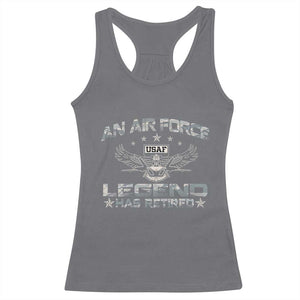 An Air Force Legend Has Retired Racerback Tank Top Vintage Camo US Veteran TS10 Charcoal Print Your Wear