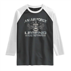 An Air Force Legend Has Retired Raglan Shirt Vintage Camo US Veteran TS10 Black White Print Your Wear