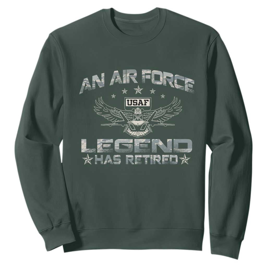 An Air Force Legend Has Retired Sweatshirt Vintage Camo US Veteran TS10 Dark Forest Green Print Your Wear