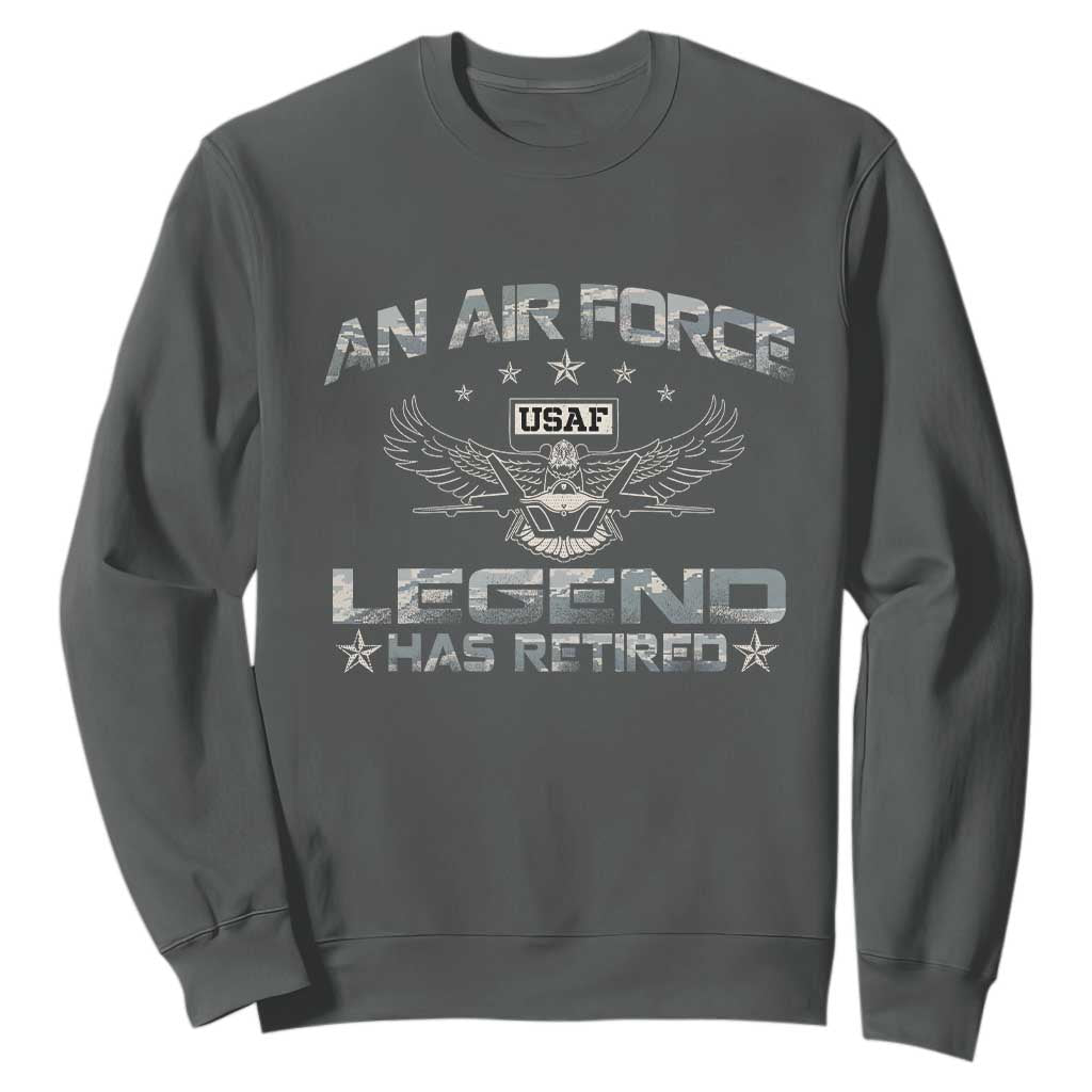 An Air Force Legend Has Retired Sweatshirt Vintage Camo US Veteran TS10 Dark Heather Print Your Wear