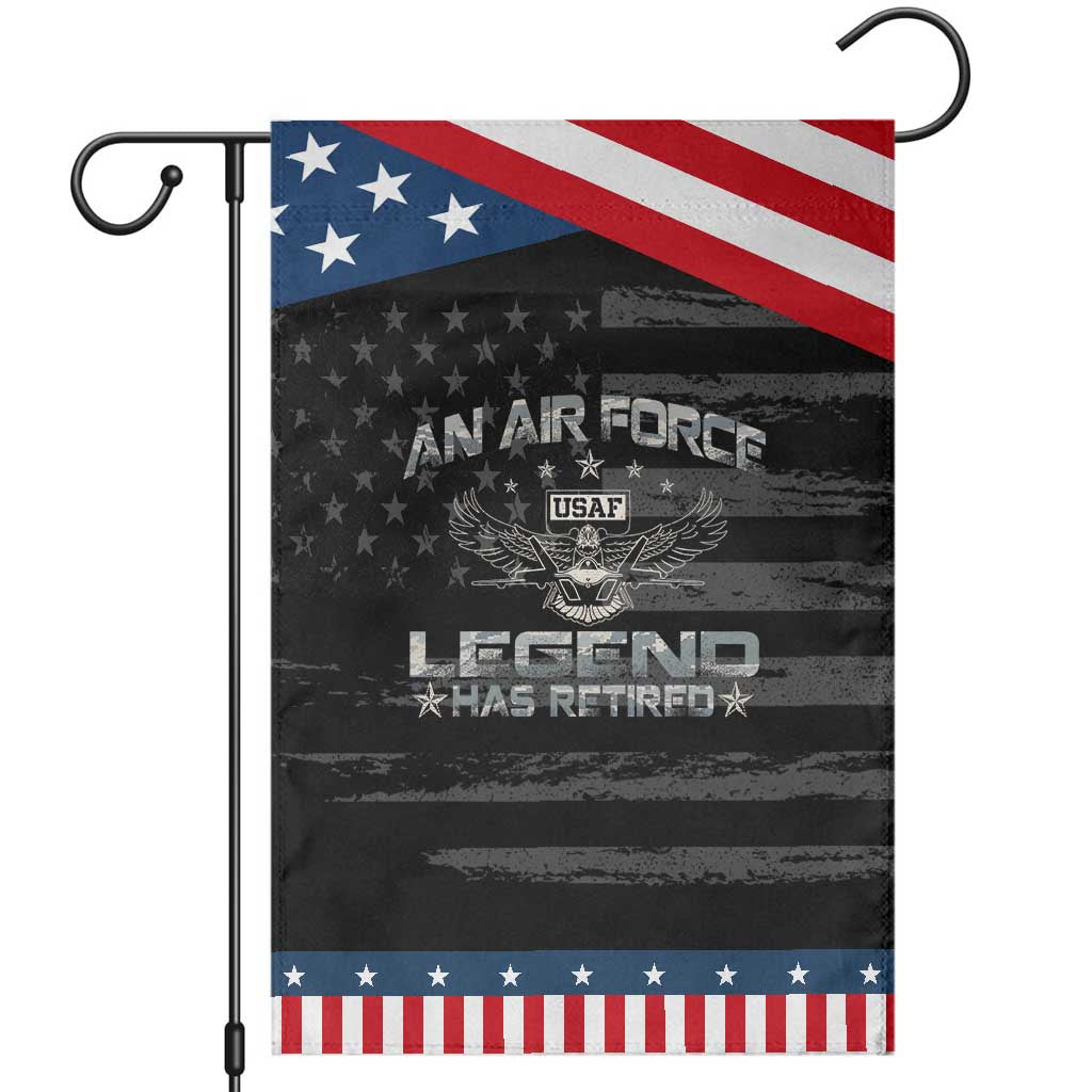 An Air Force Legend Has Retired Garden Flag Vintage Camo US Veteran TS10 Distressed Black Blue Print Your Wear