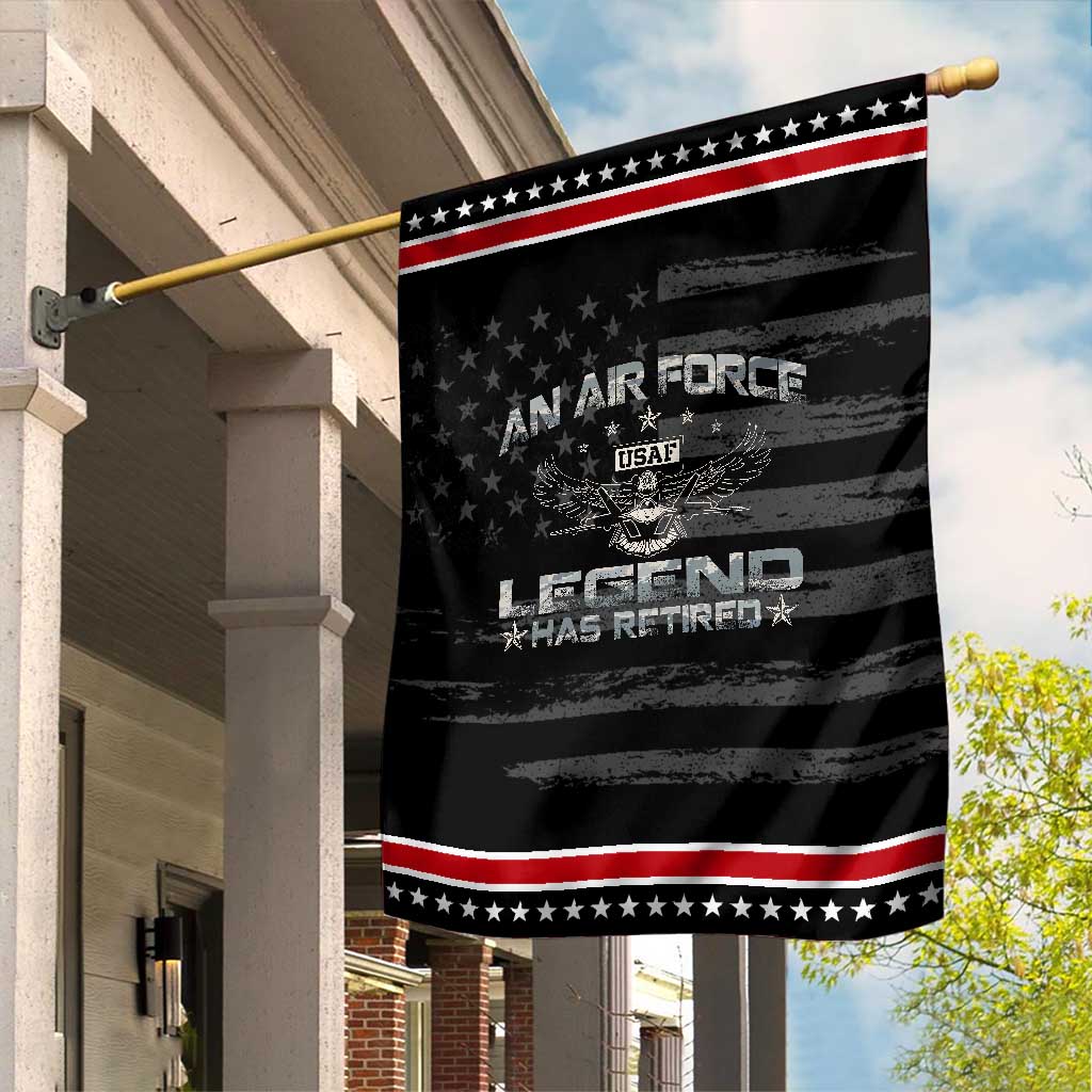 An Air Force Legend Has Retired Garden Flag Vintage Camo US Veteran TS10 Distressed Black Red Print Your Wear