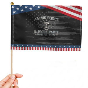An Air Force Legend Has Retired Patriotic Handheld Flag Vintage Camo US Veteran TS10 Distressed 8.2" × 5.5" Black Blue Print Your Wear