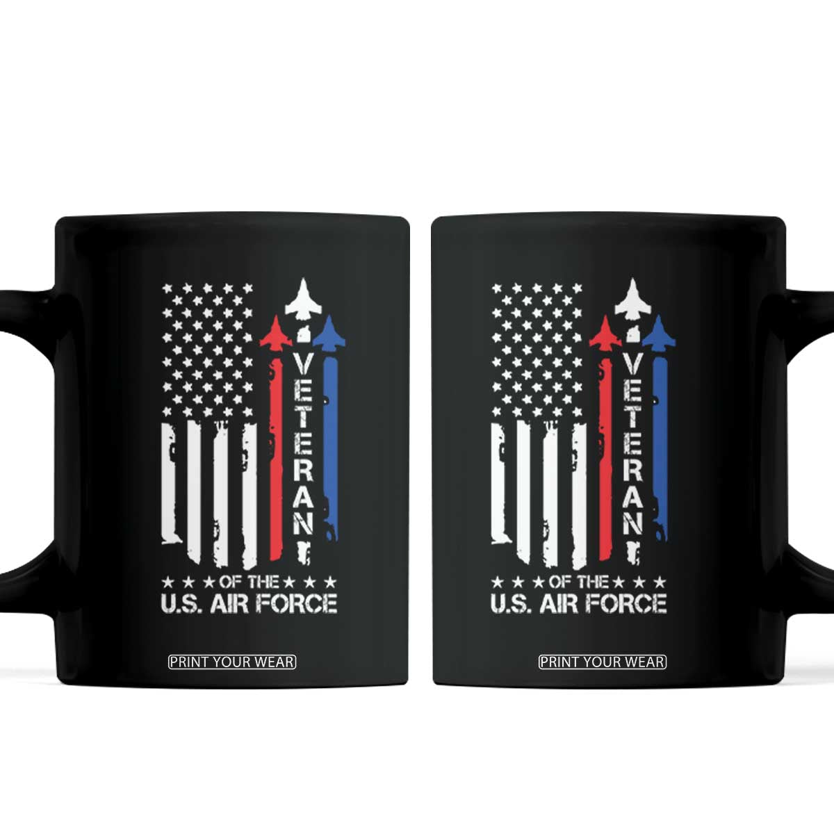 Air Force Veteran Coffee Mug Vintage US Flag TS10 Black Print Your Wear
