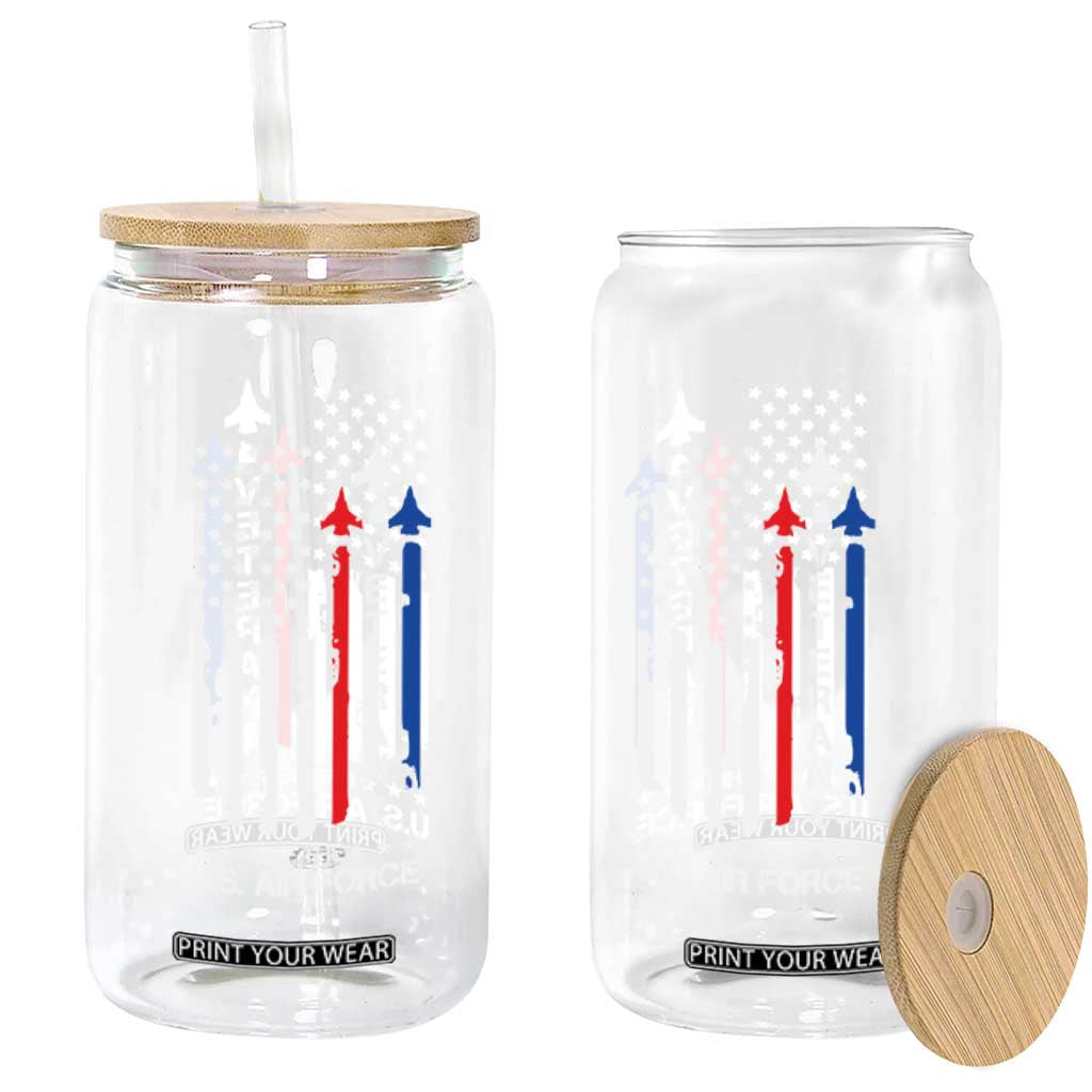 Air Force Veteran Glass Can Vintage US Flag TS10 Print Your Wear