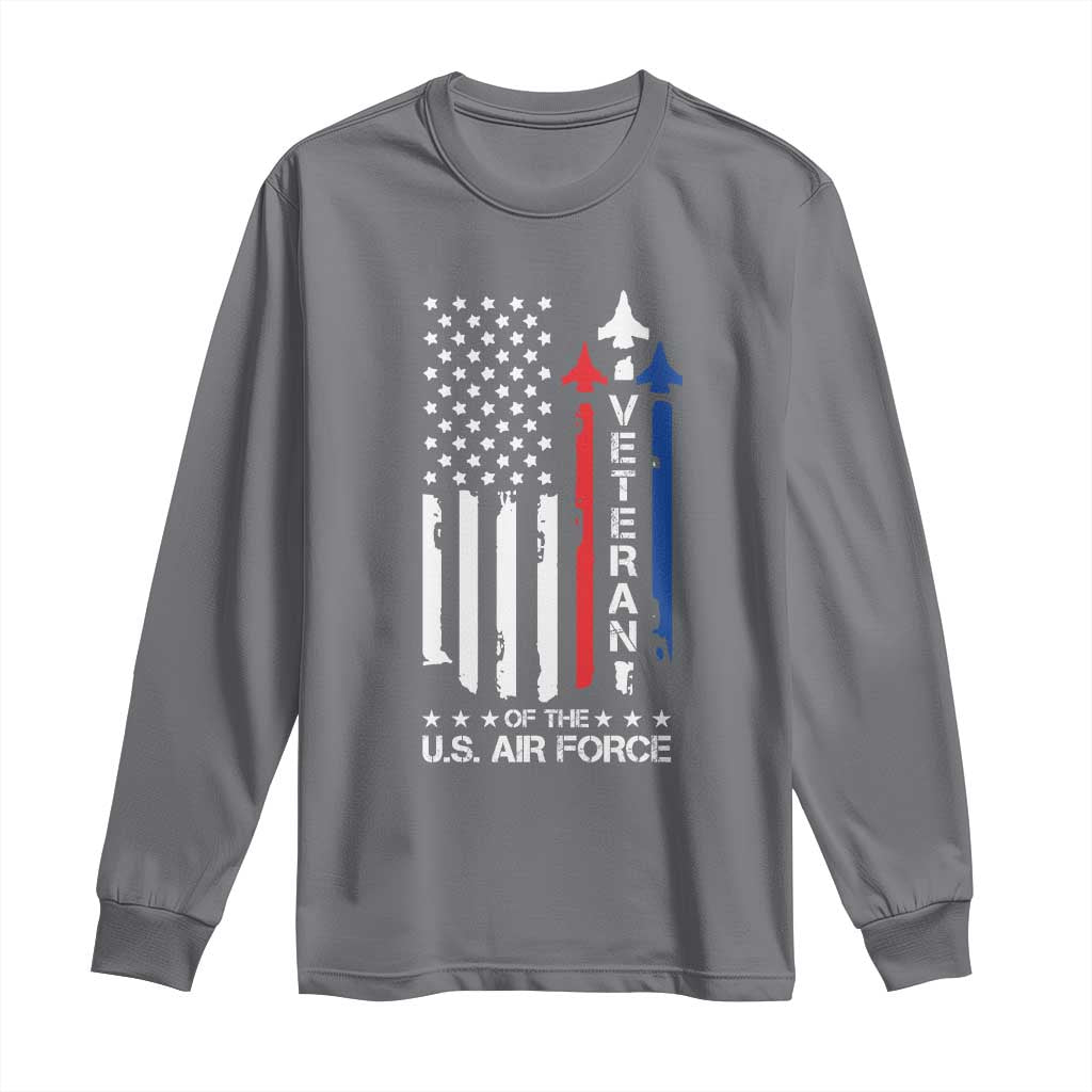 Air Force Veteran Long Sleeve Shirt Vintage US Flag TS10 Charcoal Print Your Wear