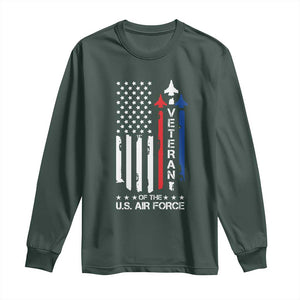 Air Force Veteran Long Sleeve Shirt Vintage US Flag TS10 Dark Forest Green Print Your Wear