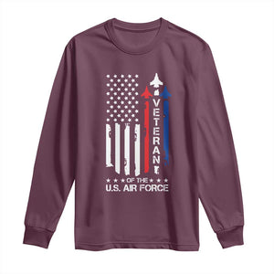 Air Force Veteran Long Sleeve Shirt Vintage US Flag TS10 Maroon Print Your Wear