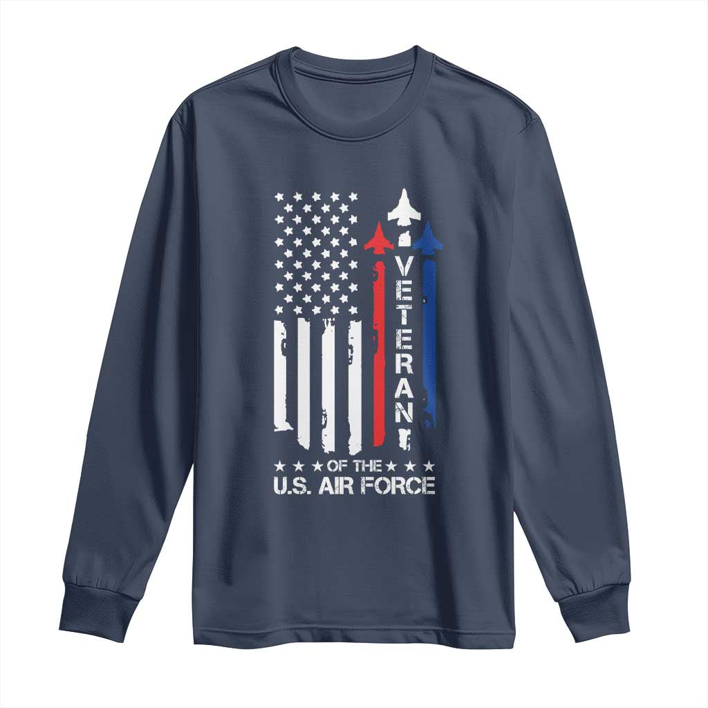 Air Force Veteran Long Sleeve Shirt Vintage US Flag TS10 Navy Print Your Wear