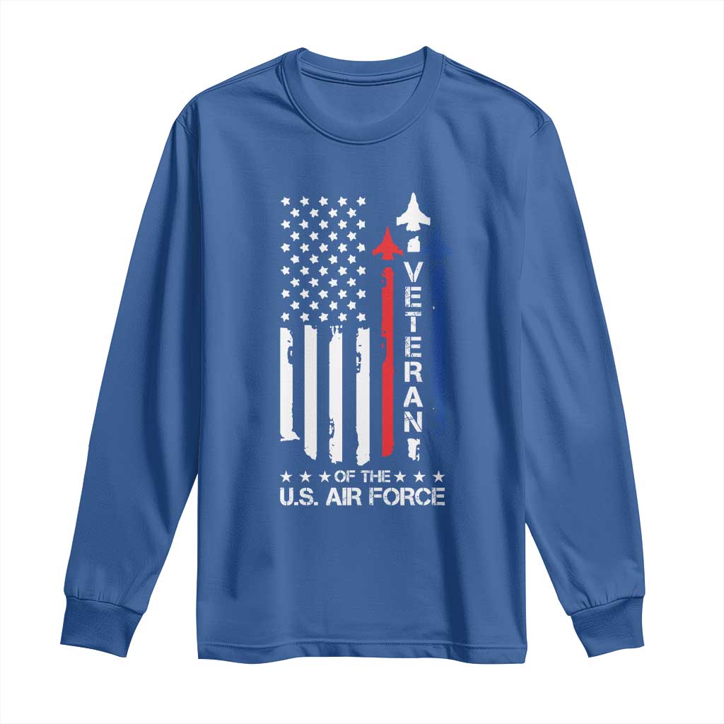 Air Force Veteran Long Sleeve Shirt Vintage US Flag TS10 Royal Blue Print Your Wear