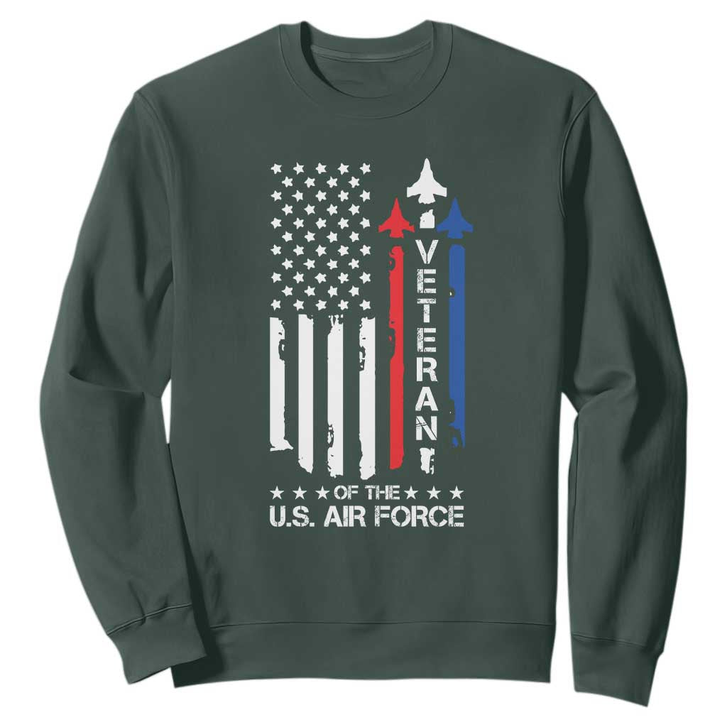 Air Force Veteran Sweatshirt Vintage US Flag TS10 Dark Forest Green Print Your Wear