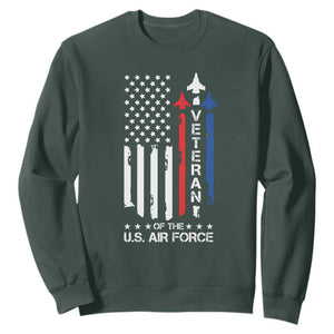 Air Force Veteran Sweatshirt Vintage US Flag TS10 Dark Forest Green Print Your Wear