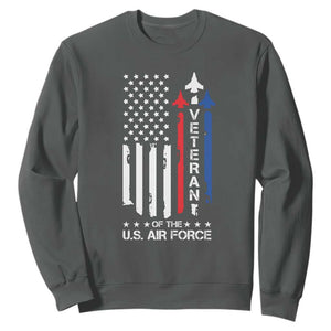 Air Force Veteran Sweatshirt Vintage US Flag TS10 Dark Heather Print Your Wear