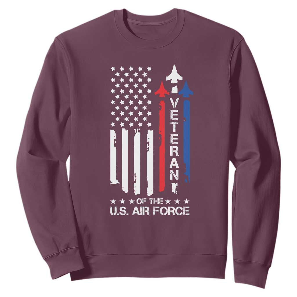 Air Force Veteran Sweatshirt Vintage US Flag TS10 Maroon Print Your Wear