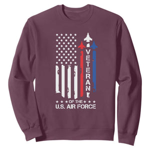 Air Force Veteran Sweatshirt Vintage US Flag TS10 Maroon Print Your Wear