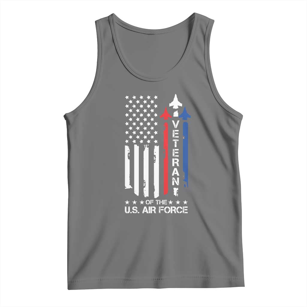 Air Force Veteran Tank Top Vintage US Flag TS10 Black Heather Print Your Wear