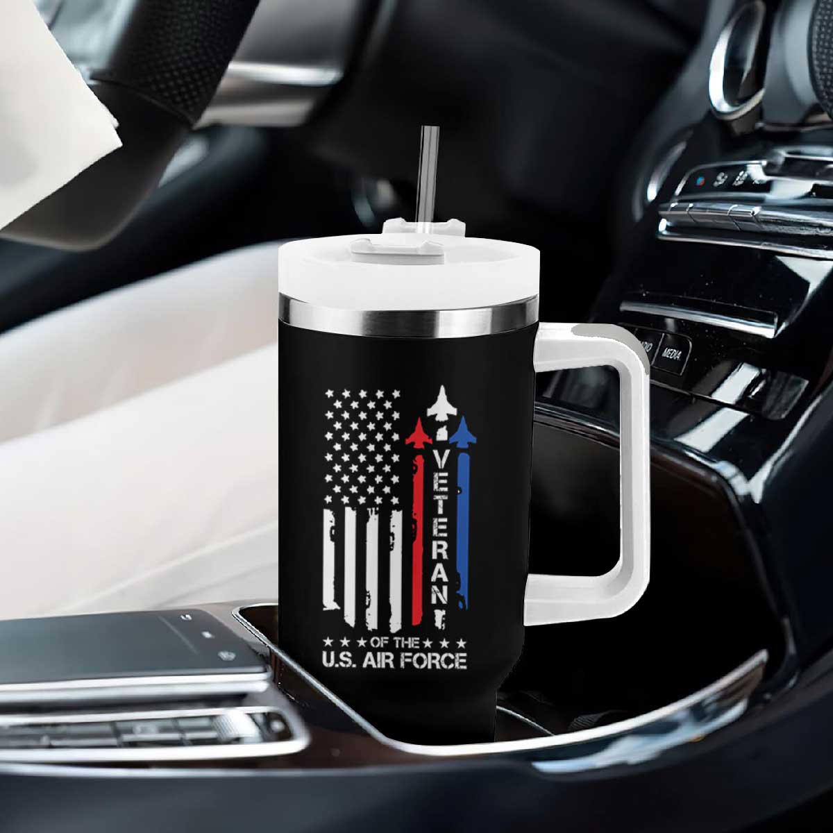 Air Force Veteran Tumbler With Handle Vintage US Flag TS10 Print Your Wear