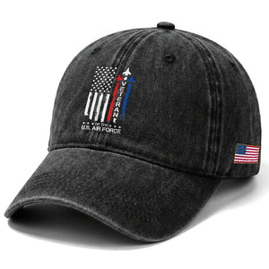 Air Force Veteran Washed Cotton Baseball Cap Vintage US Flag TS10 Print Your Wear
