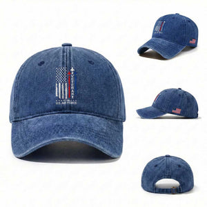 Air Force Veteran Washed Cotton Baseball Cap Vintage US Flag TS10 Washed Cap Universal Fit Royal Blue Print Your Wear