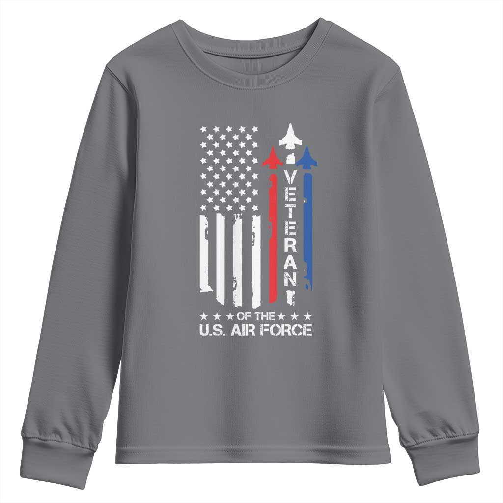 Air Force Veteran Youth Sweatshirt Vintage US Flag TS10 Charcoal Print Your Wear