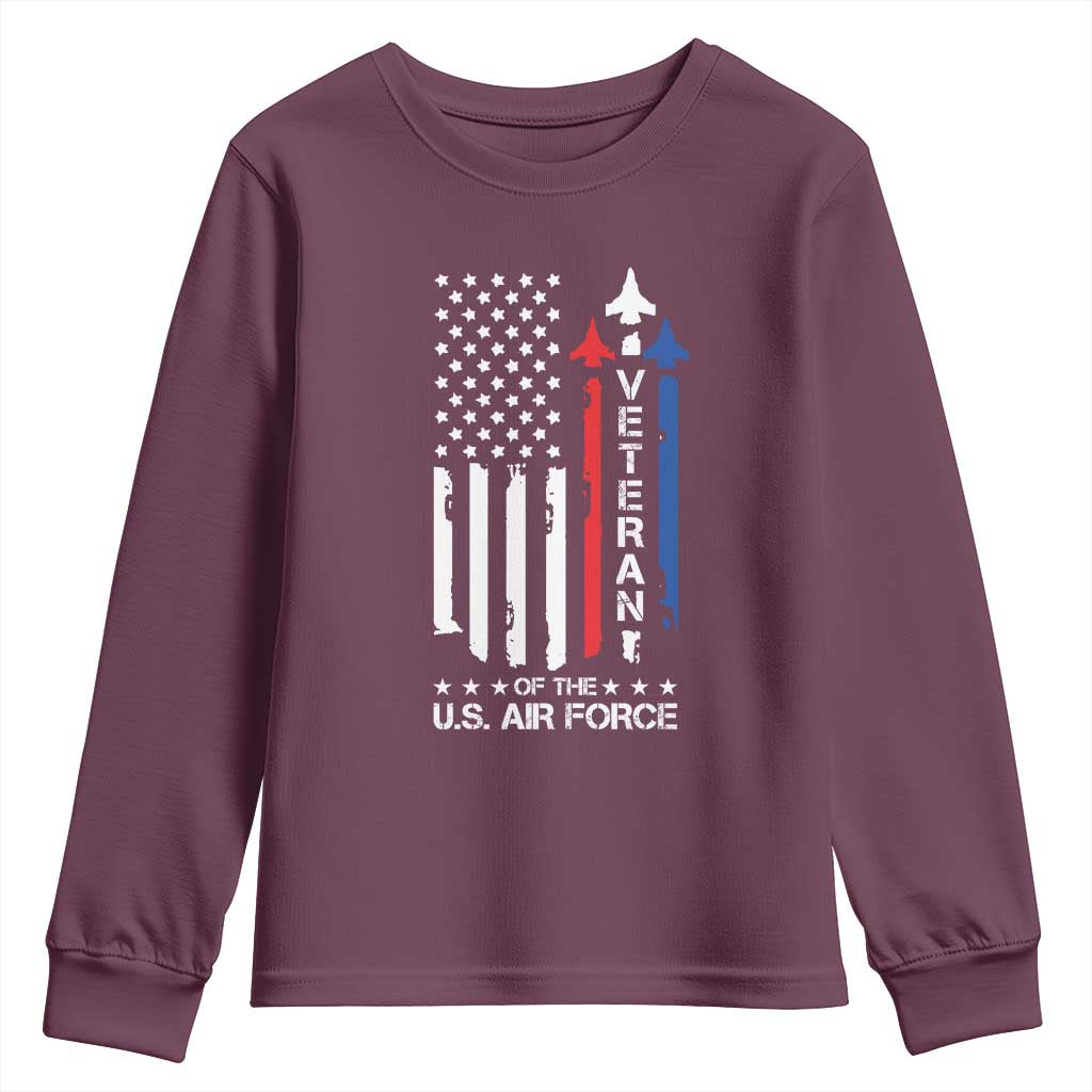 Air Force Veteran Youth Sweatshirt Vintage US Flag TS10 Maroon Print Your Wear