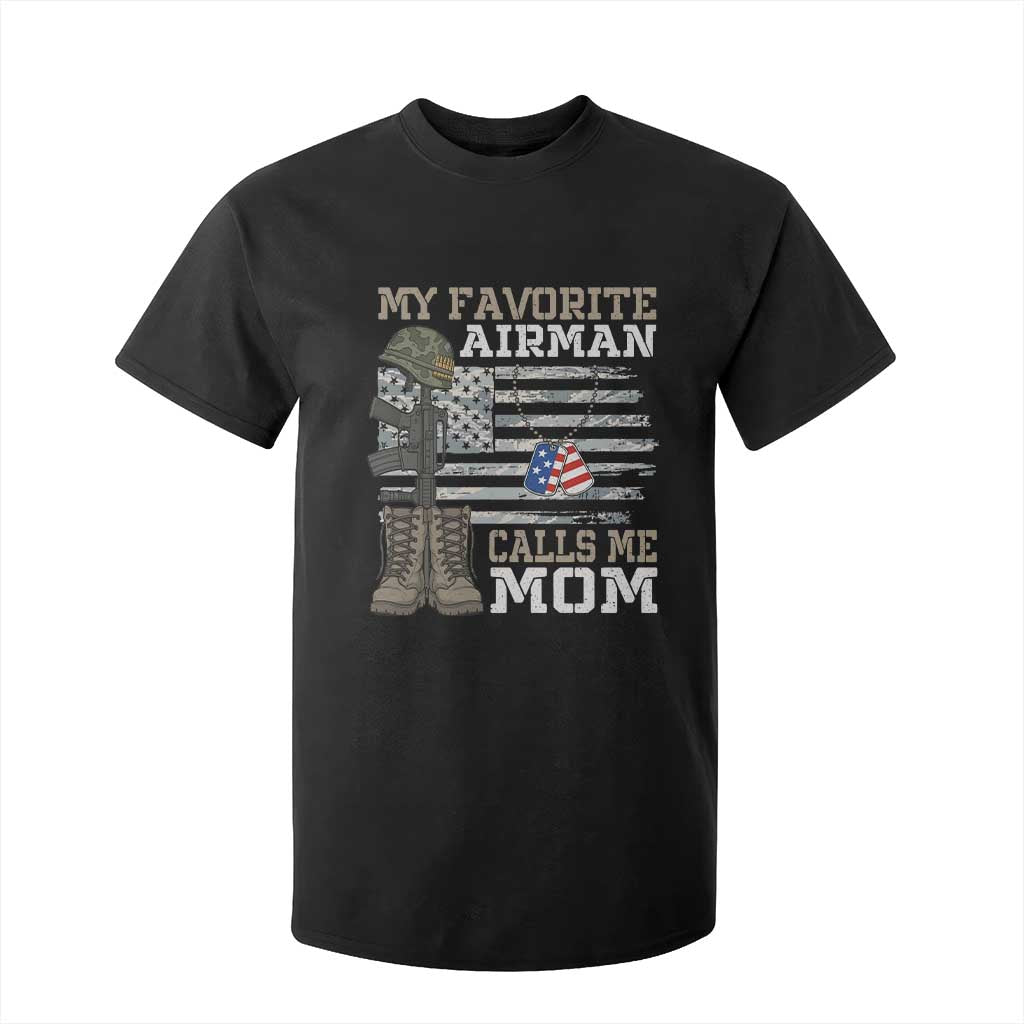 Proud Air Force Mom T Shirt For Kid My Favorite Airman Military Family Camo US Flag TS10 Black Print Your Wear