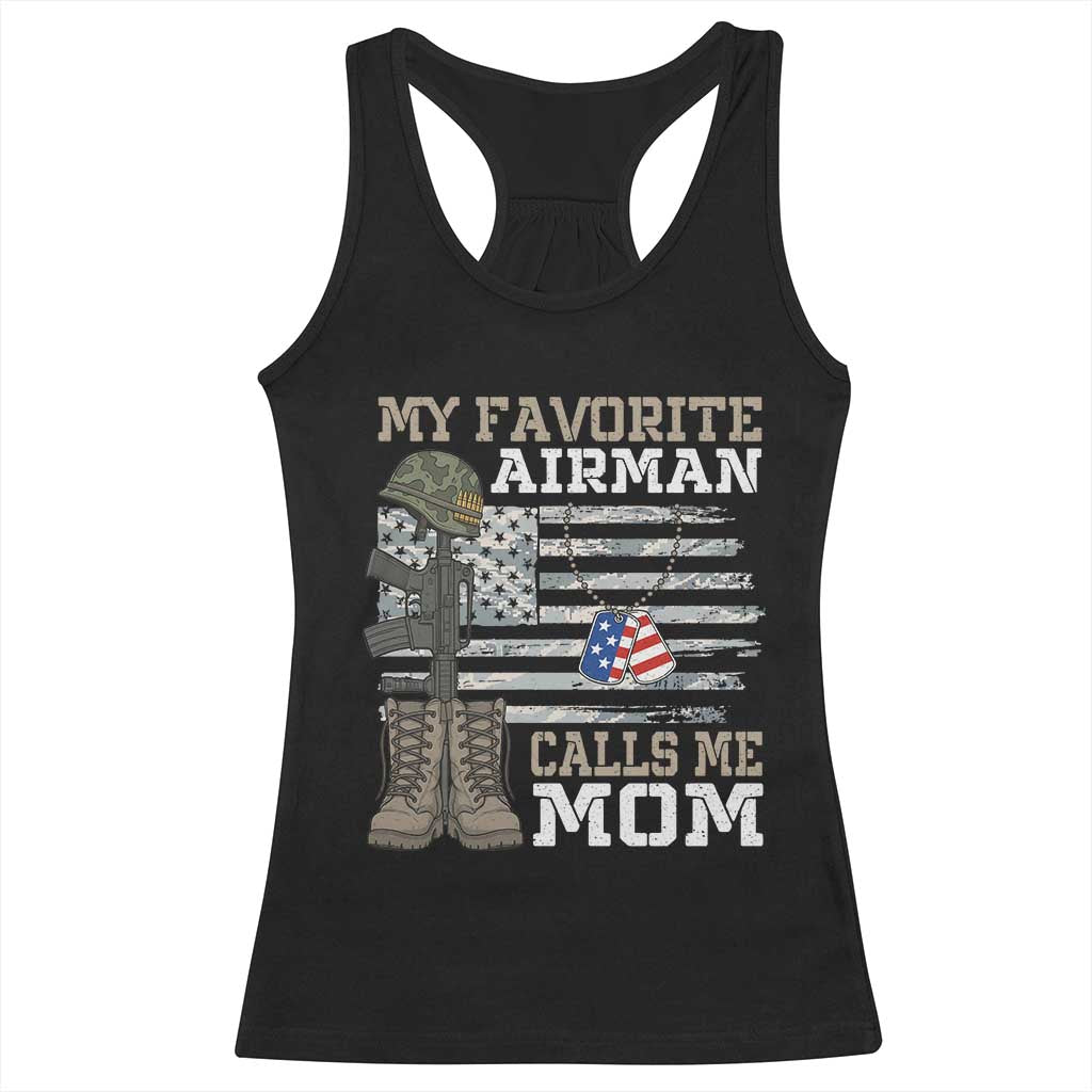 Proud Air Force Mom Racerback Tank Top My Favorite Airman Military Family Camo US Flag TS10 Black Print Your Wear