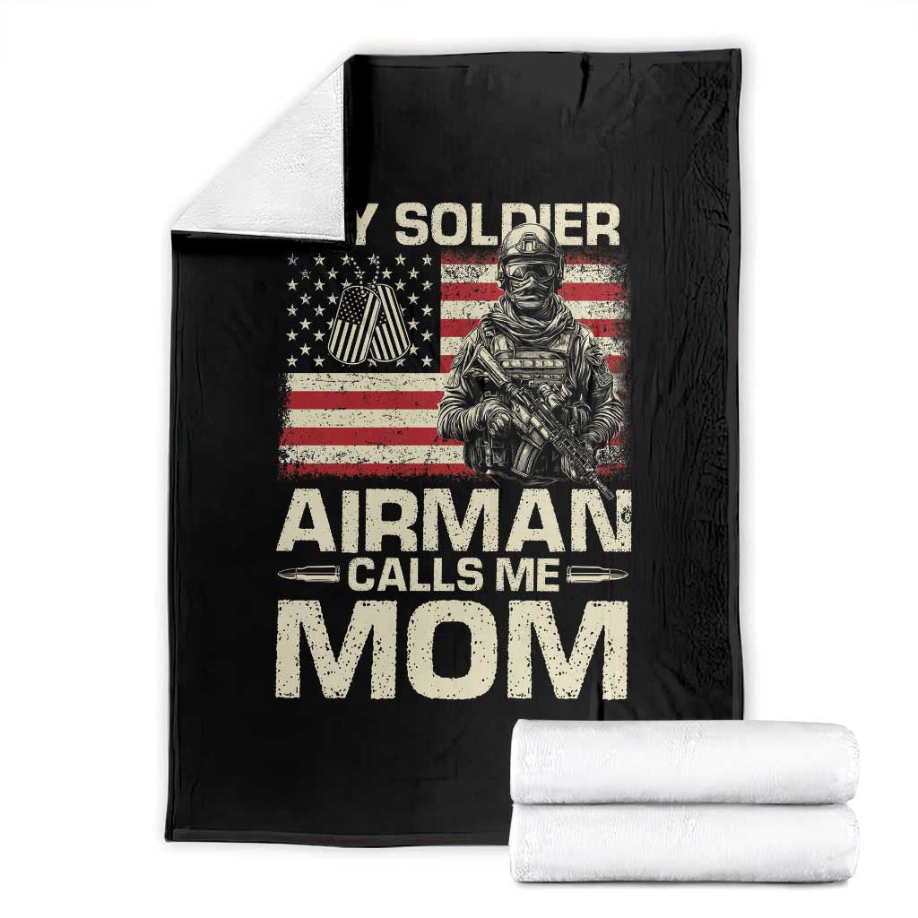 Proud Air Force Mom Throw Blanket My Soldier Airman Calls Me Mom US Flag TS10 Black Print Your Wear