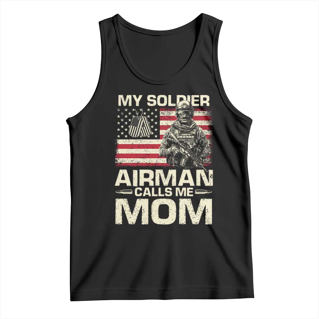 Proud Air Force Mom Tank Top My Soldier Airman Calls Me Mom US Flag TS10 Black Print Your Wear