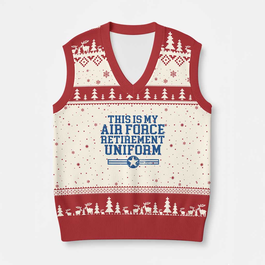 Veteran US Air Force V-Neck Knit Sweater Vest This Is My Retirement Uniform TS10 Beige Red Print Your Wear