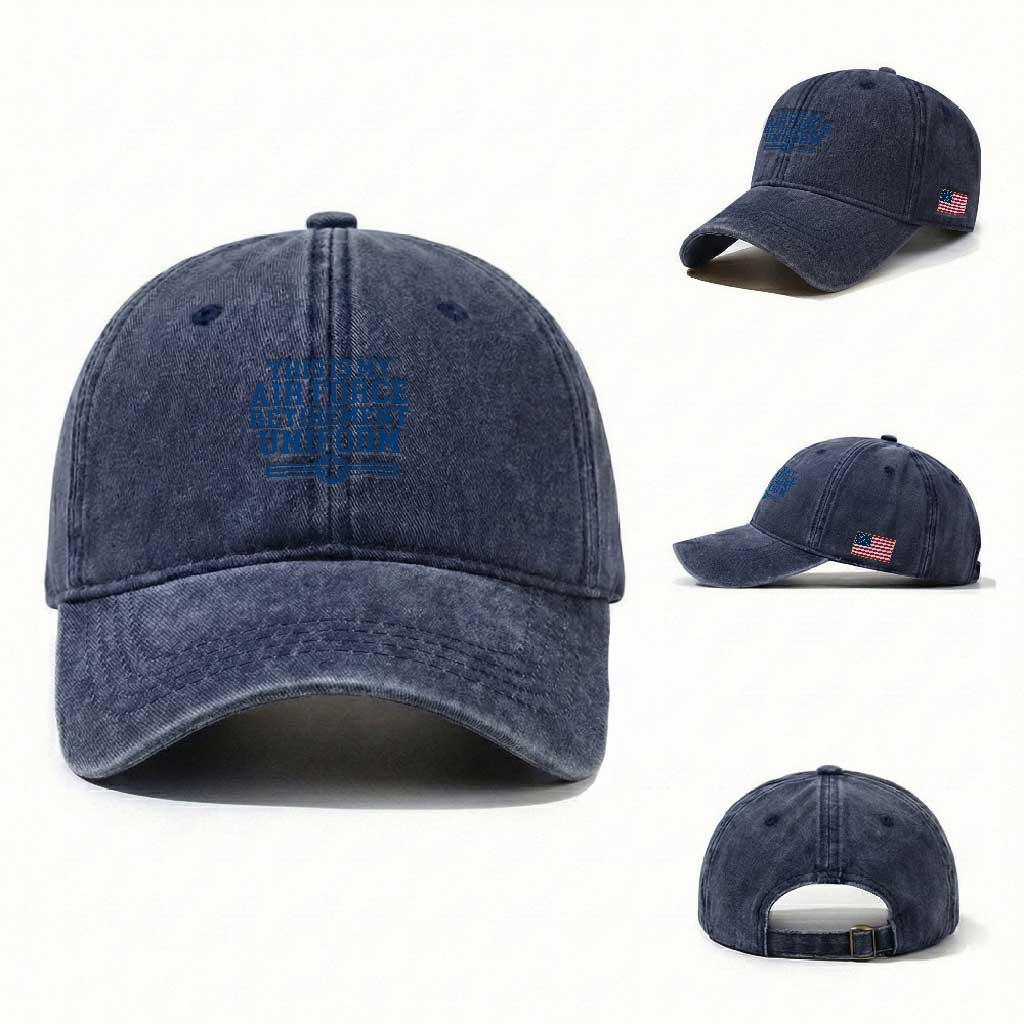 Veteran US Air Force Washed Cotton Baseball Cap This Is My Retirement Uniform TS10 Washed Cap Universal Fit Navy Print Your Wear