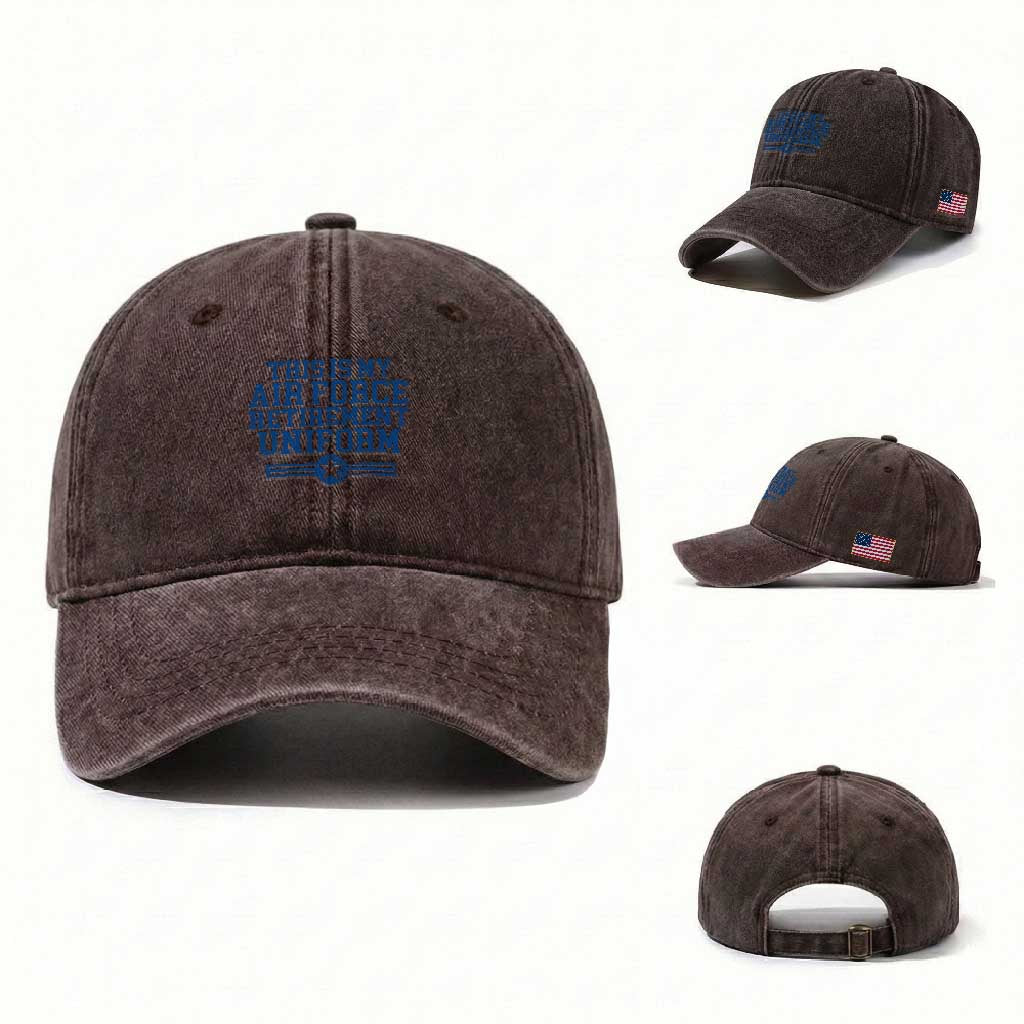 Veteran US Air Force Washed Cotton Baseball Cap This Is My Retirement Uniform TS10 Washed Cap Universal Fit Dark Brown Print Your Wear