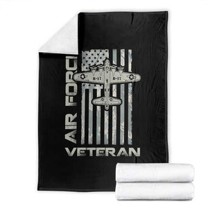 Air Force Veteran Throw Blanket Vintage Camo USA Flag Veterans TS10 Black Print Your Wear