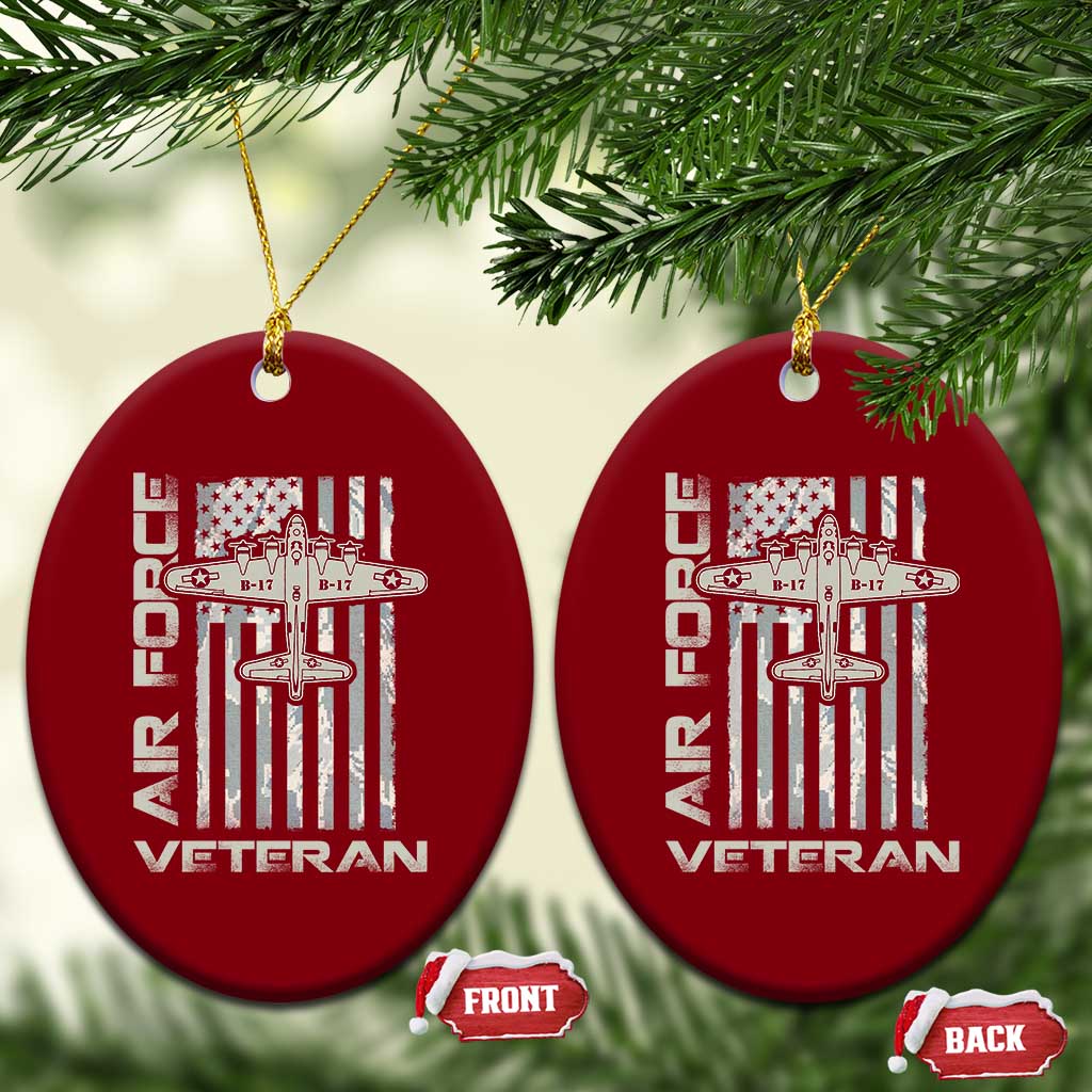 Air Force Veteran Ceramic Ornament Vintage Camo USA Flag Veterans TS10 Print Your Wear