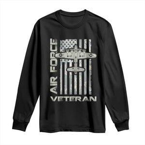 Air Force Veteran Long Sleeve Shirt Vintage Camo USA Flag Veterans TS10 Black Print Your Wear