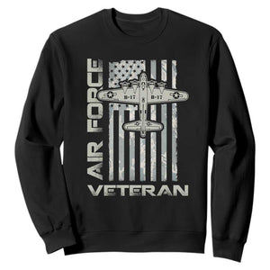 Air Force Veteran Sweatshirt Vintage Camo USA Flag Veterans TS10 Black Print Your Wear