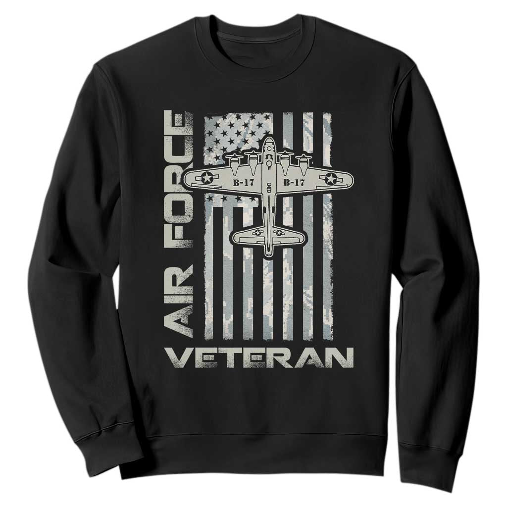Air Force Veteran Sweatshirt Vintage Camo USA Flag Veterans TS10 Black Print Your Wear