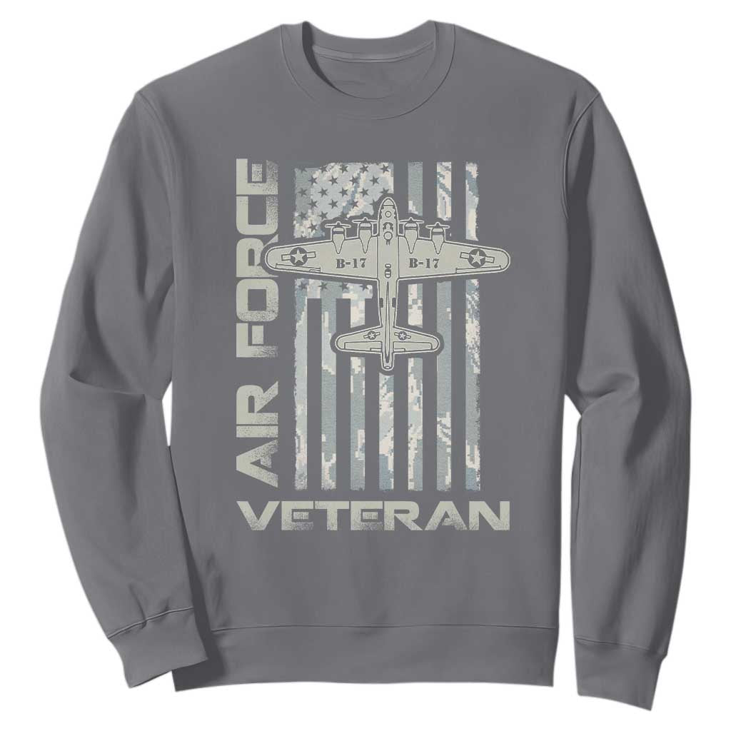 Air Force Veteran Sweatshirt Vintage Camo USA Flag Veterans TS10 Charcoal Print Your Wear