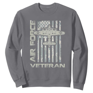 Air Force Veteran Sweatshirt Vintage Camo USA Flag Veterans TS10 Charcoal Print Your Wear