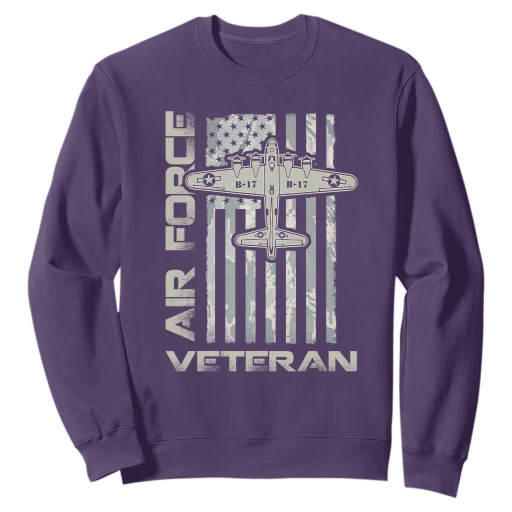 Air Force Veteran Sweatshirt Vintage Camo USA Flag Veterans TS10 Purple Print Your Wear